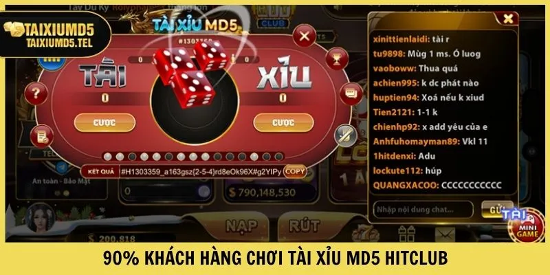 90% khách hàng chơi Tài Xỉu MD5 Hitclub